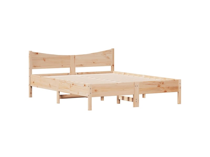  Lit double- lit adulte -  cadre de lit sans matelas 150x200 cm bois de pin massif  - Conforama B