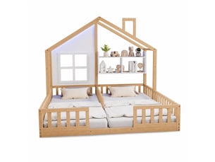 Lit jeune cadre à lattes 2x90x200 cm EVRYAE   32 latte(s) vendu avec sommier,sans matelas