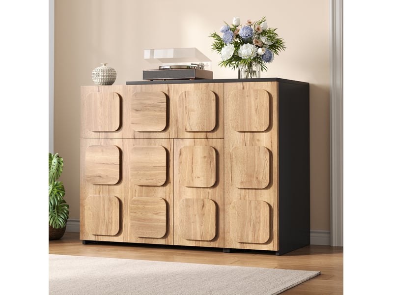 Buffet modulable push-to-open naturel et noir - Conforama B