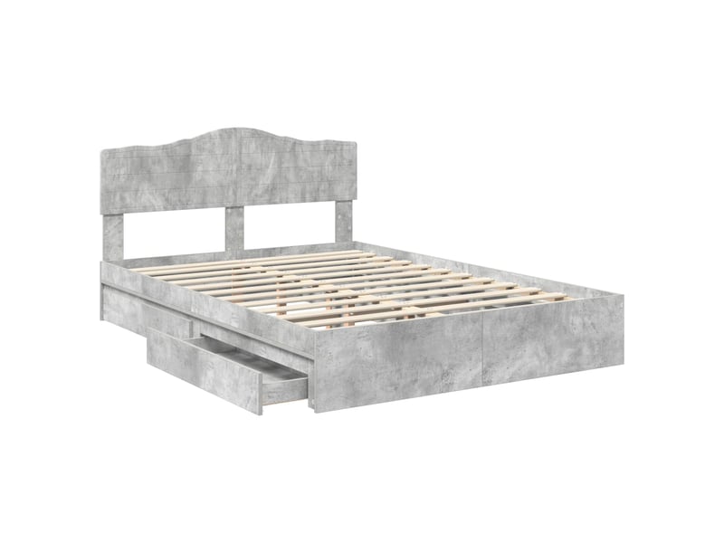  Lit double- lit adulte -  lit de rangement gris béton 150 x 200 cm bois d'ingénierie  - Conforama D