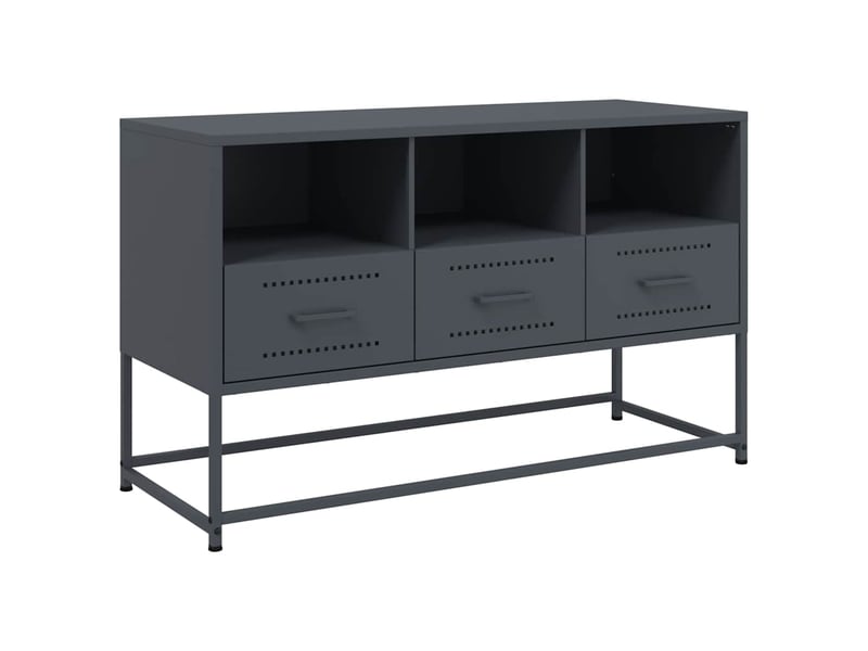  Meuble tv - banc tv - meuble de rangement anthracite 100,5x39x60,5 cm acier  - Conforama A