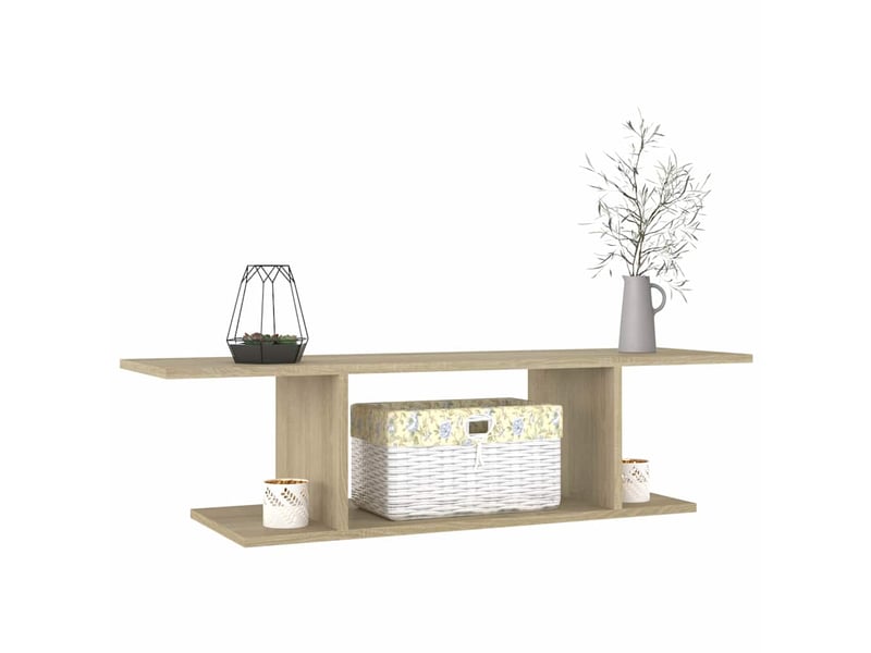  Meuble tv - banc tv - meuble de rangement mural chêne sonoma 103x30x26,5 cm  - Conforama C