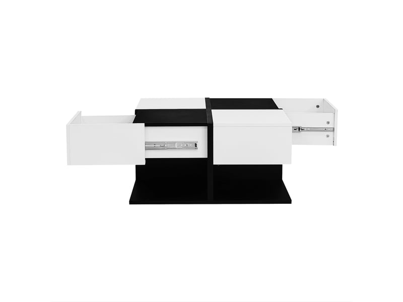 Table basse carrée noir et blanc 70x70 cm, table de salon avec 2 tiroirs, design moderne bicolore - Conforama E