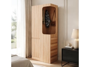 Armoire 2 porte(s) battante 4 tiroir(s) HAVRYA coloris naturel largeur 40 cm
