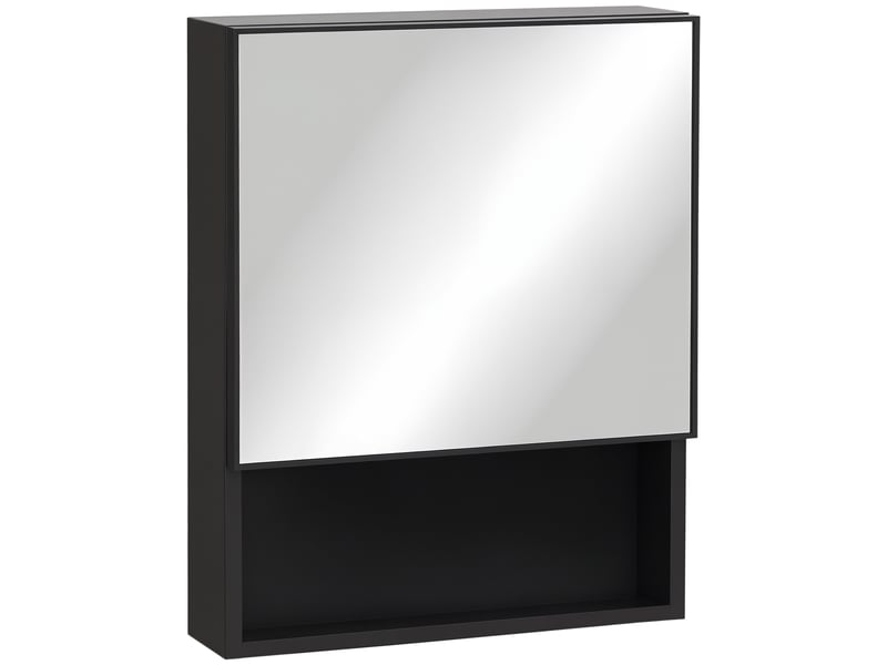  Armoire de toilette avec miroir et étagères en acier noir 46x13,5x58 cm  - Conforama A