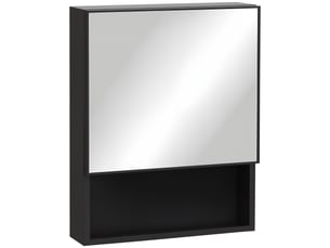 Armoire de toilette avec miroir et étagères en acier noir 46x13,5x58 cm