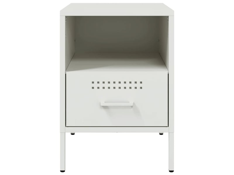  Vidaxl table de chevet blanc acier 2 pcs meuble rangement 36x39x50,5 cm chambre à coucher  - Conforama D