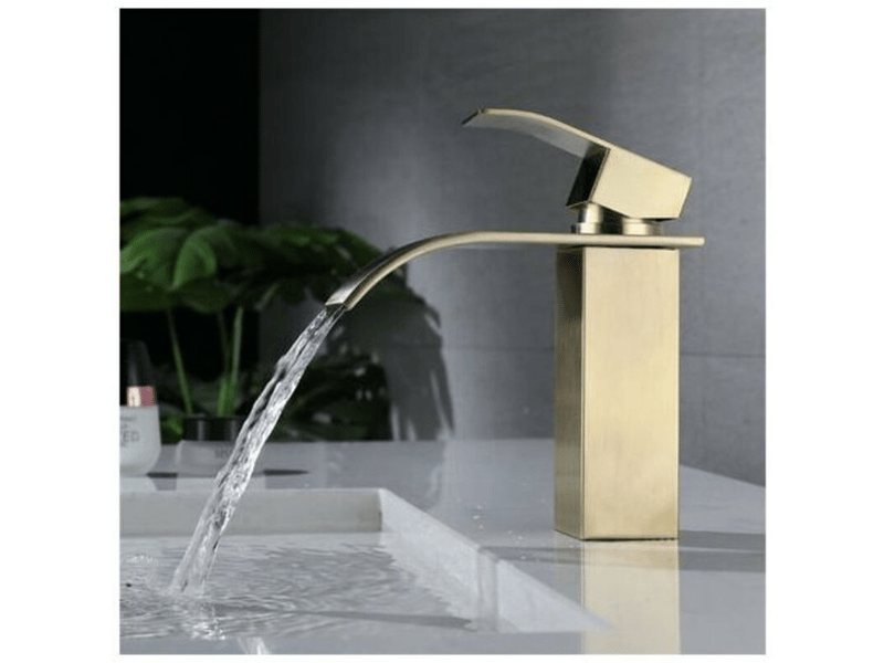  Robinet lavabo cascade doré moderne robinet mitigeur pour salle de bain eau chaude et froide réglable  - Conforama D