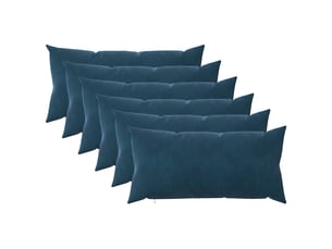 Lot de 6 coussins avec oreiller, coussins décoratifs heerlen bleu velours cf50807