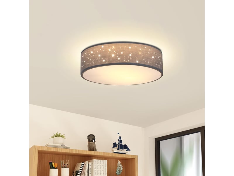  Plafonnier ciel étoilé rond ø 30cm abat-jour tissu 40 watt lampe  - Conforama D