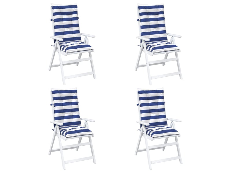  Lot de 4 coussins d'extérieur, coussins de chaise tissu bleu et blanc 120 x 50 x 7 cm cf56421  - Conforama C
