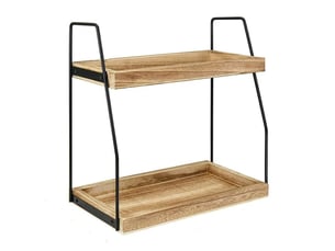 Mini étagère de salle de bain à 2 niveaux – couleur bois, 36x17x33cm