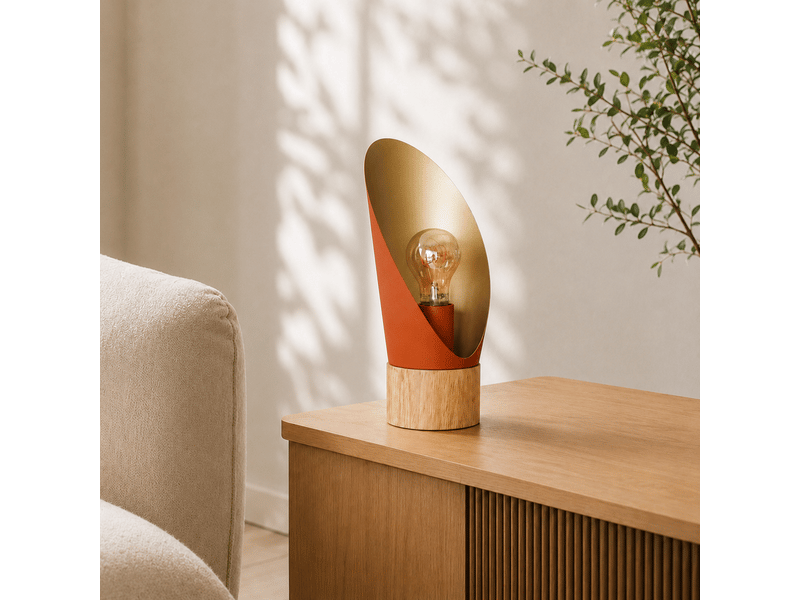  Lampe à poser en métal terracotta et bois h30 cm-spoon Spoon - Conforama B