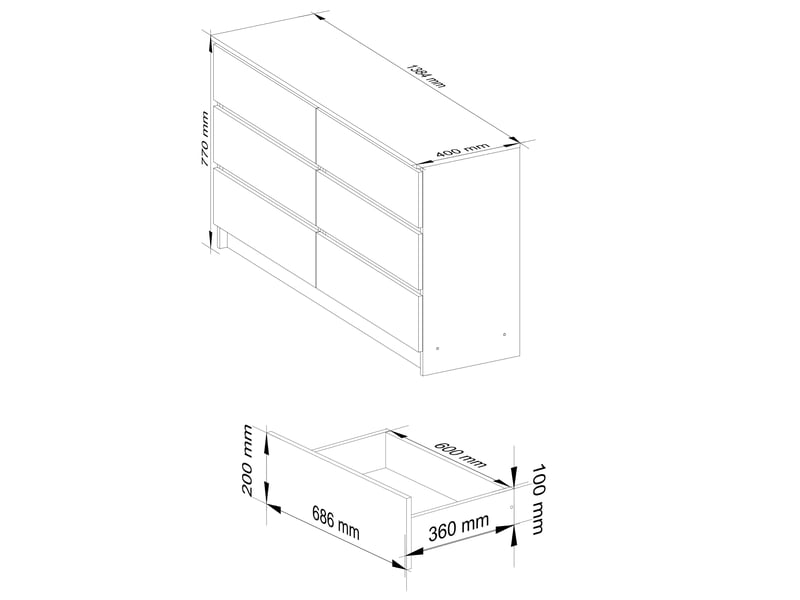  Commode k140 cachemire 138 cm 6 tiroirs 138x40x77 cm Commode K140 - Conforama C