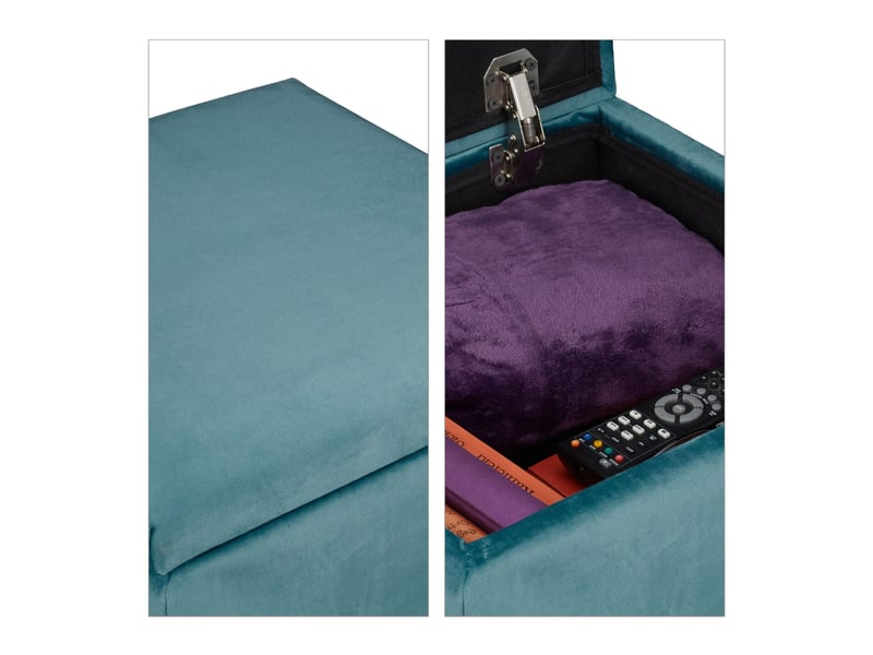 Tabouret de rangement décoratif polyvalent 40 x 40 x 40 cm assise confortable finition mate en velours bleu 13_0011086  - Conforama C