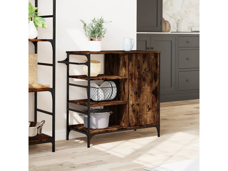  Desserte de cuisine, chariot de rangement chêne fumé 87,5x38,5x84,5 cm bois ingénierie  - Conforama D