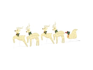 Lot de 5 rennes led, éclairage de noël, décoration de noël doré 43 x 18 x 66 cm tissu cf62091