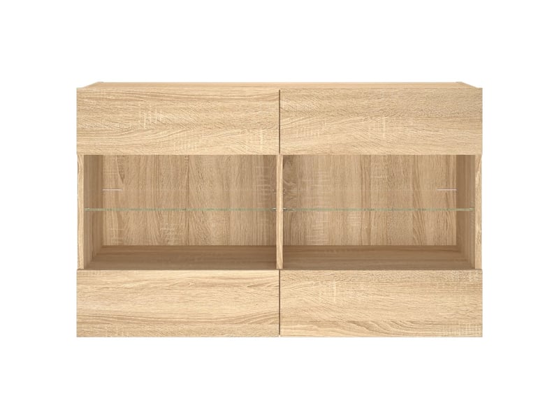 Meuble tv - banc tv - meuble de rangement mural avec lumières led chêne sonoma 98,5x30x60,5 cm - Conforama E