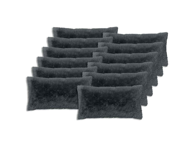 Lot de 12 coussins avec oreiller, coussins décoratifs heerlen anthracite fleece pv cf50112  - Conforama A
