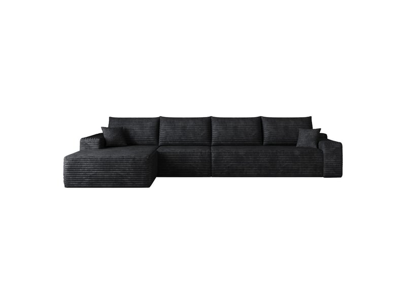  Canapé d'angle  modulaire ,4 places, avec méridienne en l, assise profonde ,aucun assemblage requis,340 × 175 ×83cm, noir  - Conforama A