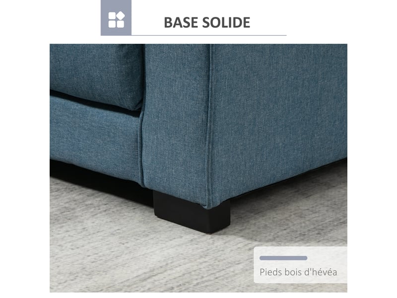 Canapé droit convertible 2 places - dossier capitonné - bleu - 147,5 x 75 x 85 cm  - Conforama W