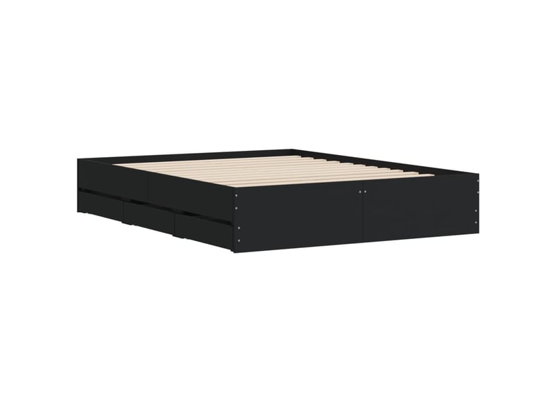 Lit double- lit adulte - cadre de lit avec tiroirs sans matelas noir 150x200 cm - Conforama C