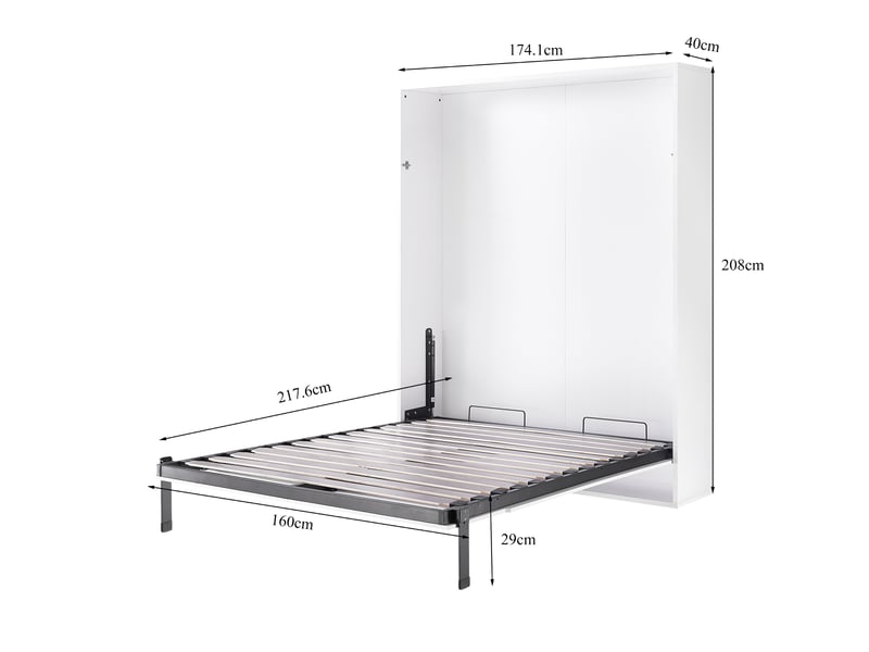 Lit mural escamotable blanc 160x200 cm - armoire lit à ouverture manuelle - matelas nuage 160x200 cm PACK-LTM01WB+M101 160/200 - Conforama E