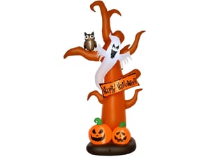 Décoration halloween gonflable 156x107x274 cm avec led, souffleur et matériel de fixation, polyester, brun