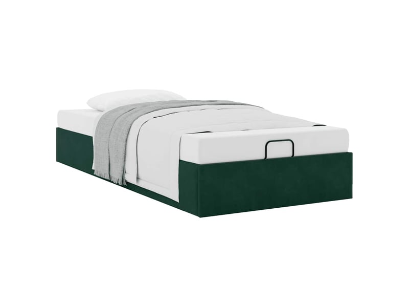  Lit simple- lit adulte -  cadre de lit ottoman sans matelas vert foncé 100x200 cm velours  - Conforama D
