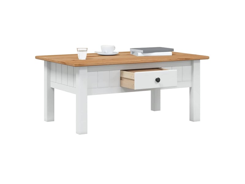  Table basse - table de salon - table à thé blanc 100x60x43,5 cm pin massif assortiment panama  - Conforama C