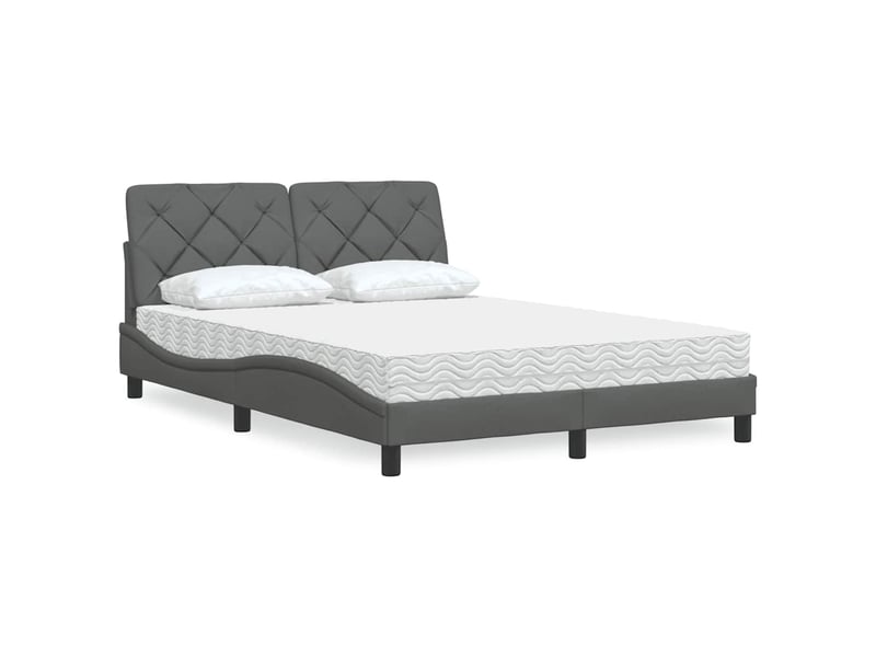 Lit avec matelas gris foncé 120x200 cm tissu - Conforama A