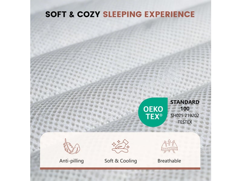  Matelas en mousse à mémoire de forme avec housse 3d respirante, soutien moyen, déhoussable, blanc, 90 × 200 cm  - Conforama D