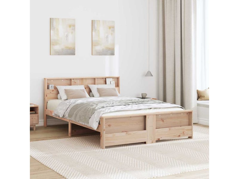 Lit double- lit adulte -  cadre de lit avec étagère marron 160 x 200 cm pin massif  - Conforama B
