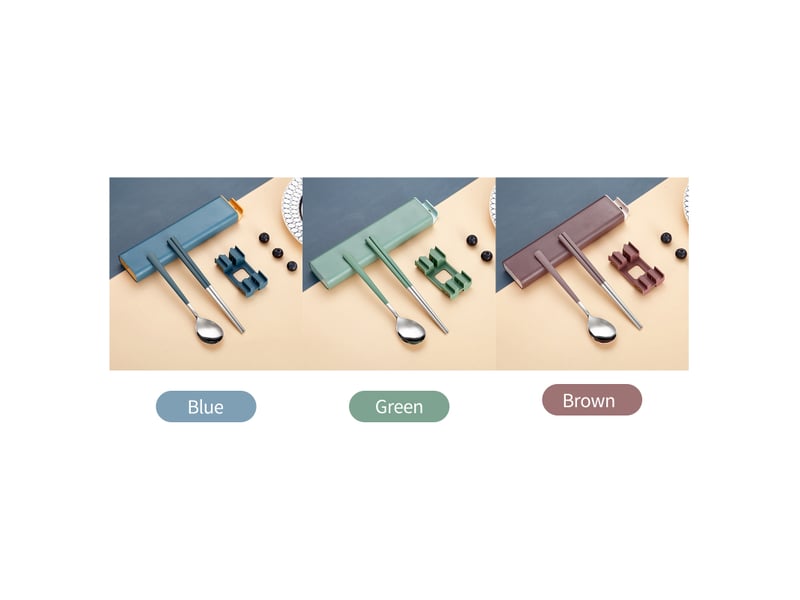  Ensemble de baguettes et cuillères en acier inoxydable réutilisables, manches longs, étui, style coréen, idéal pour voyages, bureau, restaurants  - Conforama B