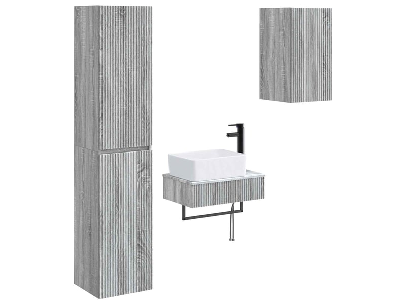  Ensemble de mobilier de salle de bain 3 pc sonoma gris cf64423  - Conforama A