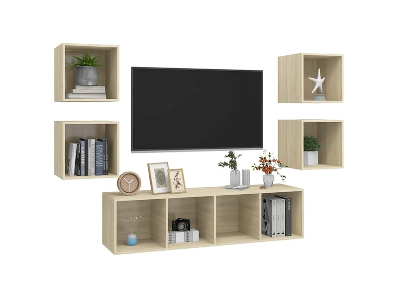  Ensemble de meubles tv 5 pcs chêne sonoma bois d'ingénierie shl60177  - Conforama C