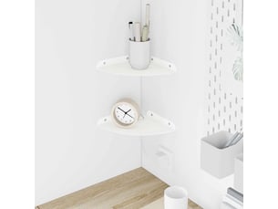 Lot de 2 étagères flottantes d'angle, étagères murales blanc 18 x 18 x 2 cm cf41644