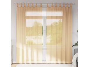 Lot de 2 rideaux en voile, voilages avec passe-tringles sable cf44493