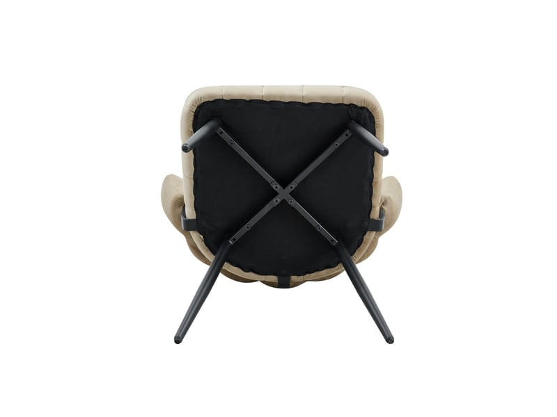  Lot de 2 chaises de salle à manger 60x46x80 cm, beige et noir, dossier fleur adapté, chaise cuisine, métal+tissu  - Conforama E