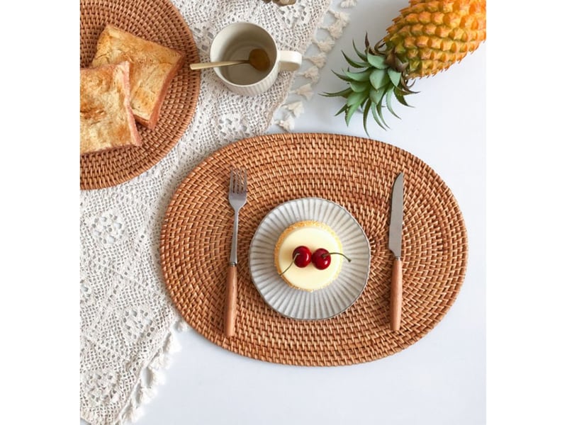  Set de table en rotin naturel fait main, résistant à la chaleur et isolant, 40 x 30 cm  - Conforama B