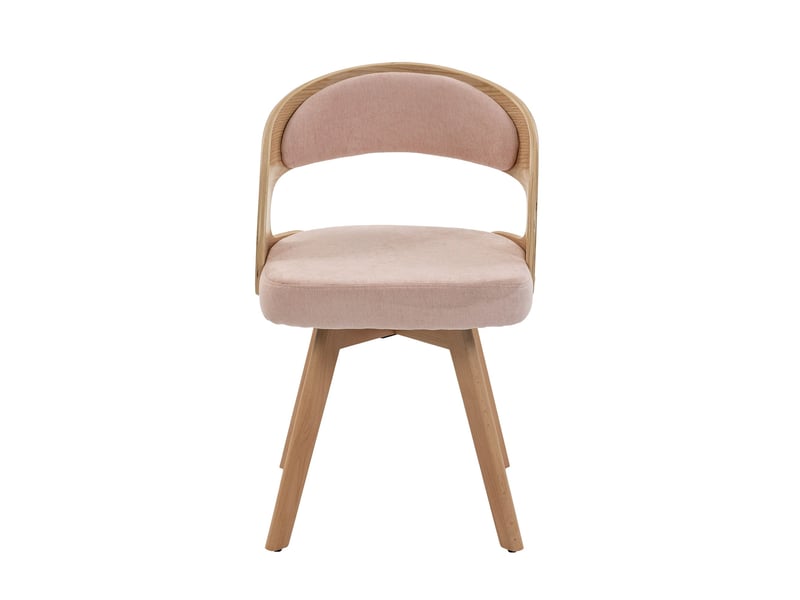  Ensemble table extensible 120–160 cm avec pieds v cannelés + 6 chaises en bois, assises pivotantes et coussins en lin coton  - Conforama R
