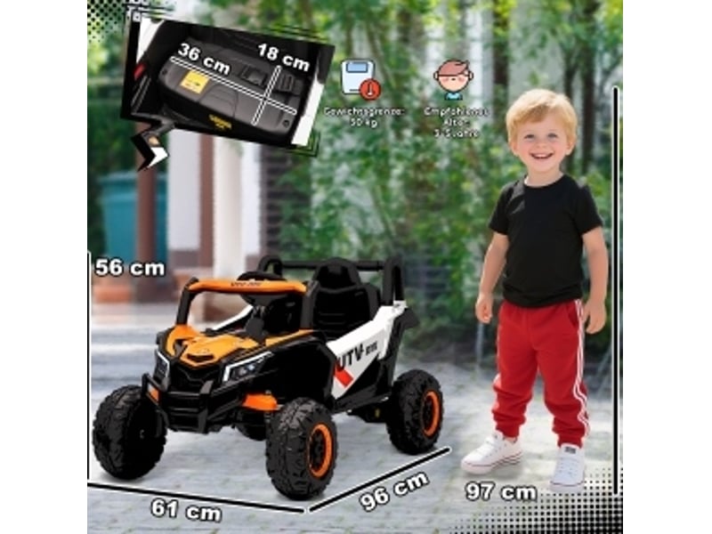  Voiture électrique enfant 12 v 96x61x56 cm télécommandée orange  - Conforama D