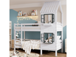 Lit cabane 90x200 cm coloris bicolore