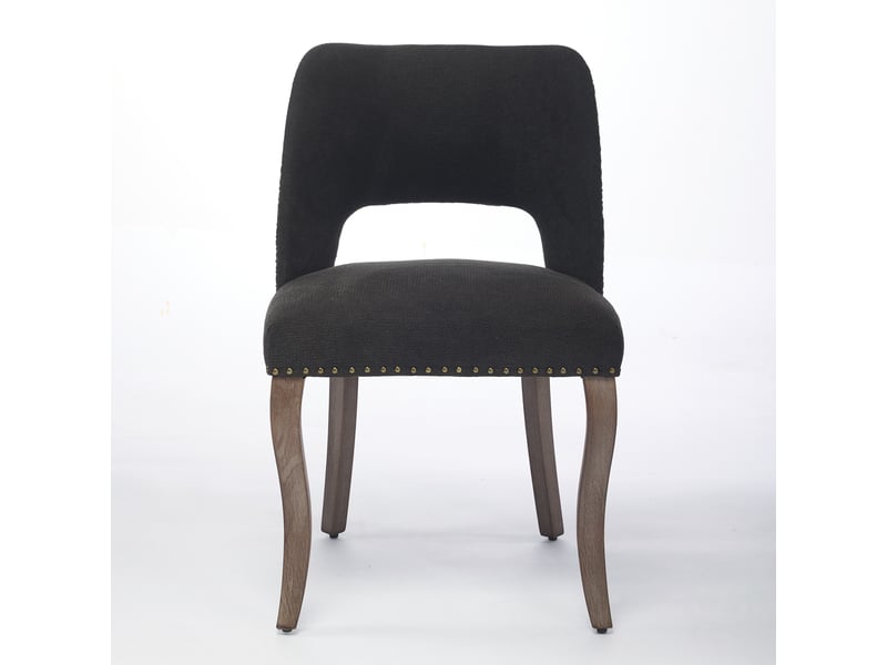  Chaise - lot de 2 - design moderne - chenille - noir - pour salon et séjour 58x51x82.5cm - Conforama B