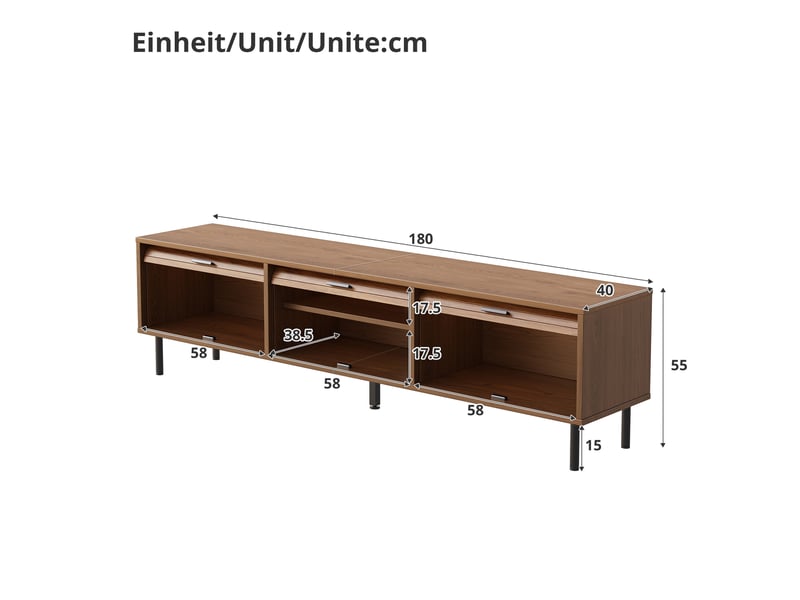  Meuble tv bas 180 cm, finition noyer  - Conforama C