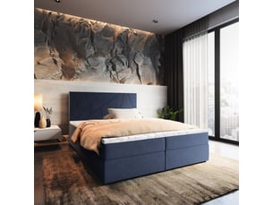 Lit avec rangement 160x200 cm <strong>MASSENO</strong> <strong></strong> coloris bleu