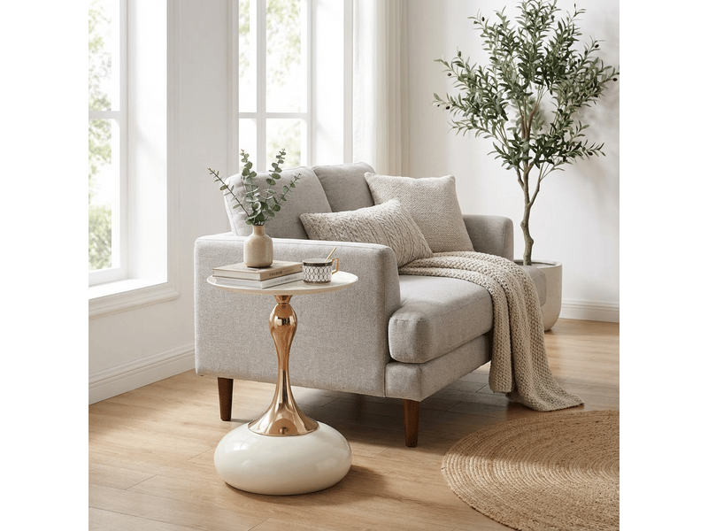  Table d'appoint ronde, avec plateau et base en métal, pour salon et chambre, 44 × 41 × 20 cm  - Conforama C