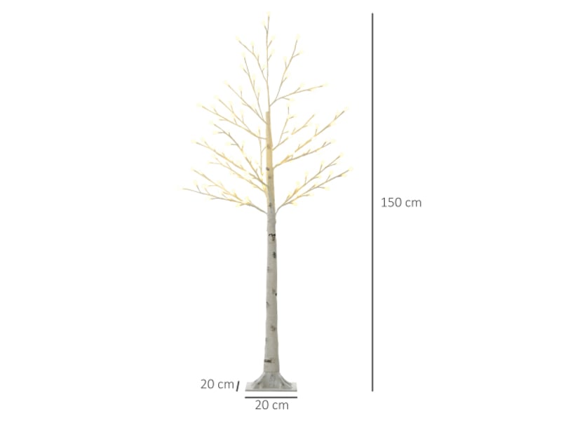  Bouleau lumineux 120 led blanc chaud, 3 niveaux, 150 cm, ip44, pour fête, mariage et noël  - Conforama E