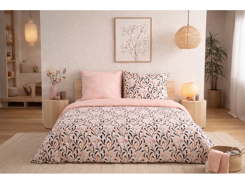 Parure de lit élégance botanique – satin de coton bio 78 filscm² PAR_JOY240 - Conforama A