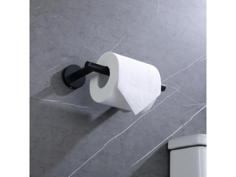Porte-rouleau de papier toilette rotatif à double colonne en acier inoxydable, porte-papier toilette mural, noir - Conforama C